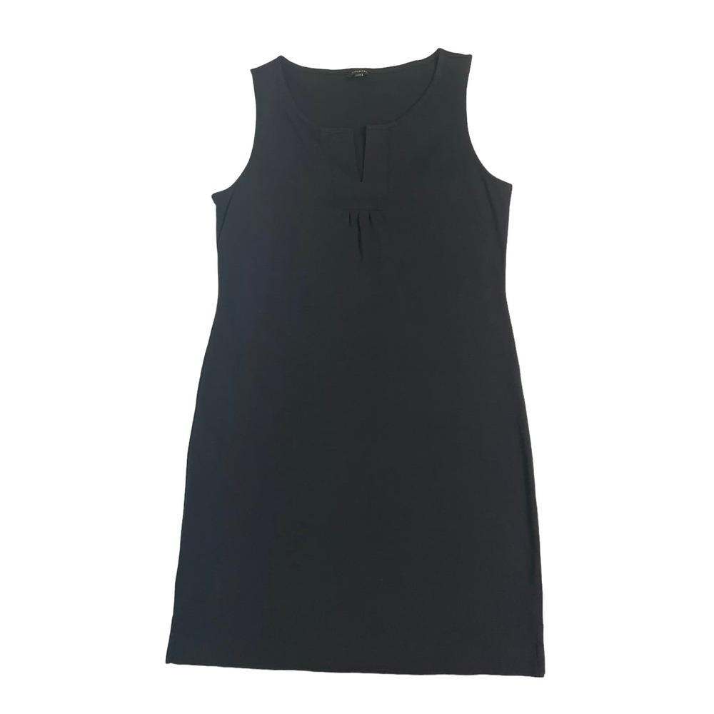 Talbot’s Black 100% Cotton Dress Size Large Sleeveless V-neck Sheath Shift Dress